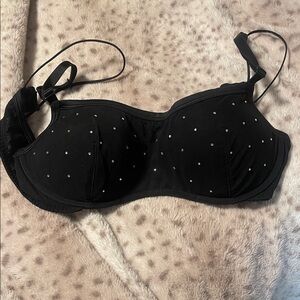 Black Rhinestone Balcony Bra - Women Intimates xl size boob